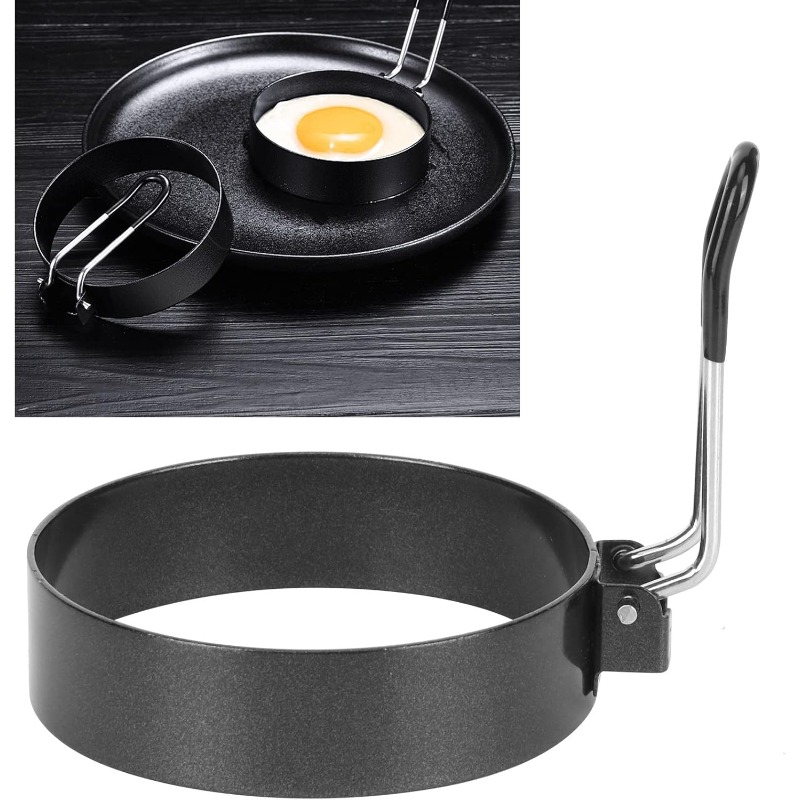 Mini Pancake Griddle - Eierringvorm Roestvrijstalen antiaanbakpan met hittebestendig handvat